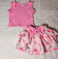 Pink Petals Bow Skirt Set