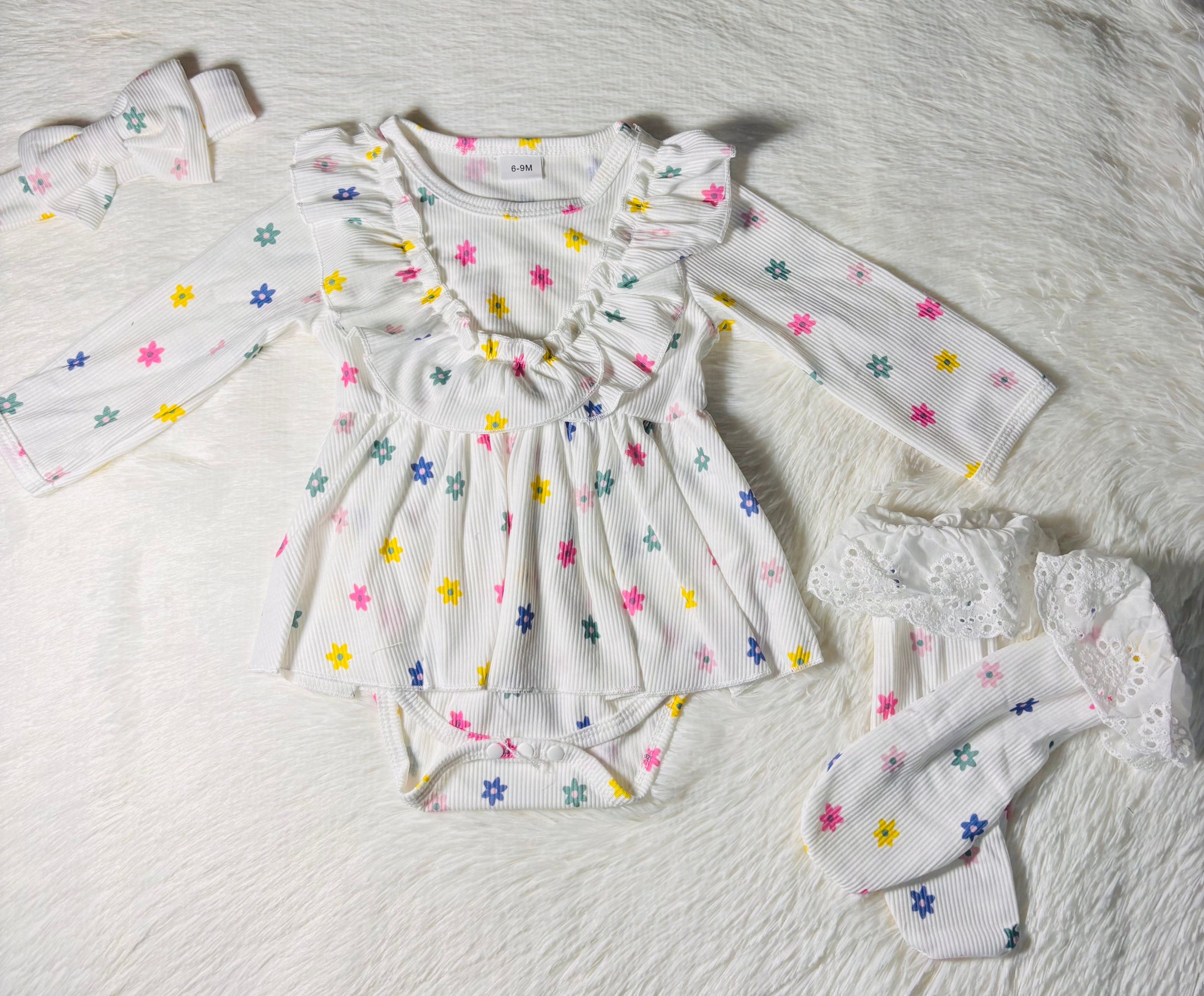 Sweet Meadow Lace Romper 3-Piece Set